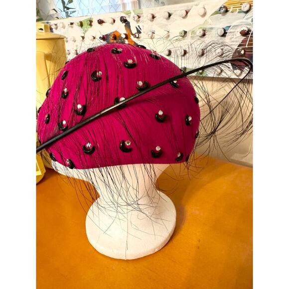 Mr. John Classic Hat, New York, Paris, Fuscia and Rhinestones, Feather
